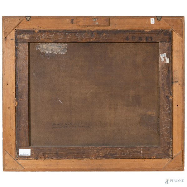 Attribuito a John H. Mortimer (1740-1779), Banditi, olio su tela, cm 53x76,5, entro cornice, (lie...