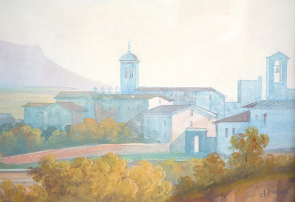 Carl Martin Laeisz (1803-1864), Civita Castellana, acquerello su carta, firmato e datato in basso...