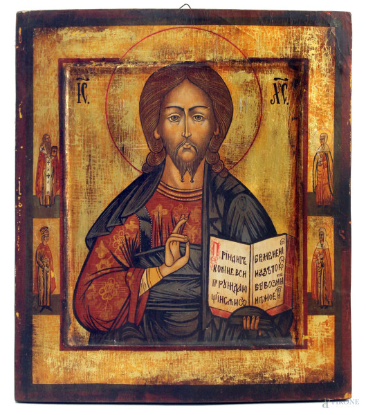 Cristo, icona a tempera su tavola cm 35x31, Russia XIX sec.