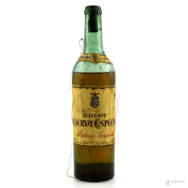 Bottiglia Rioja Reserva Especial Martizen Lacuesta, 1922, (segni di usura, perdita di volume, consunzioni)