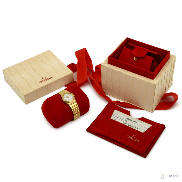 Orologio Omega Constellation 18 kt 25,5 mm con diamanti Ref. 13767100, (difetti, meccanismo da re...