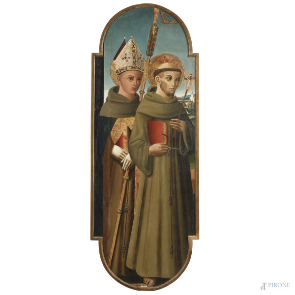 San Francesco e San Ludovico da Tolosa, fine del XV secolo, olio su tavola centinata, cm 173x62
