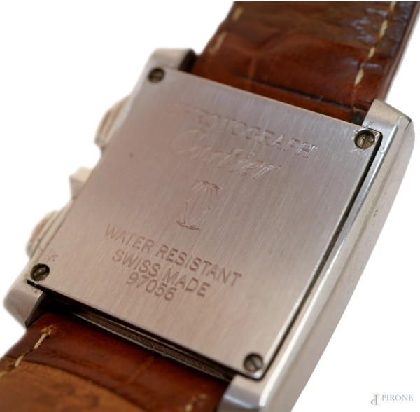 Orologio Cartier Chronograph 30,2 mm con cassa in acciaio e cinturino originale in pelle, (difett...