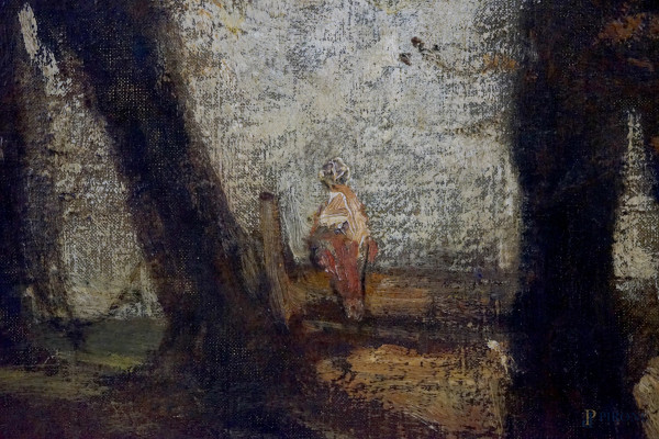 Through the Woods, olio su tela, cm 61x50,5, entro cornice.