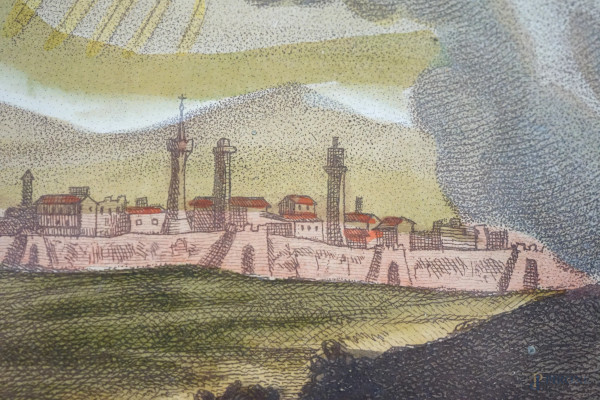 Santa Maria delle Vertighe, stampa colorata, XIX secolo, misure compreso passepartout cm 36,5x26,...