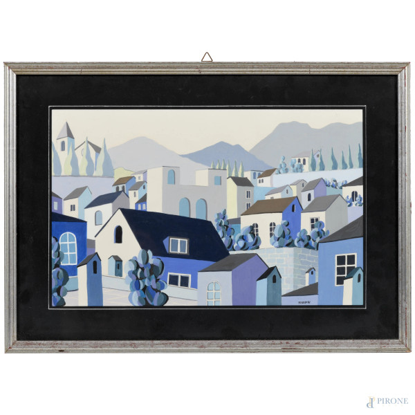 Lotto composto da cinque dipinti di Ferretto, misure massime cm 30x58 compreso passepartout