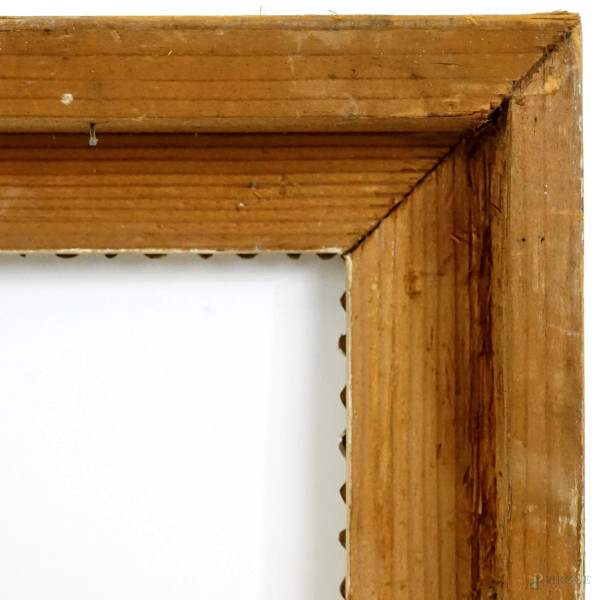 Cornice in legno intagliato, dorato e laccato, XX secolo, misure ingombro cm  91x83,5, misure luce cm 85x75,5, (segni del tempo). - Asta ASTA DI  ANTIQUARIATO - Aste Pirone