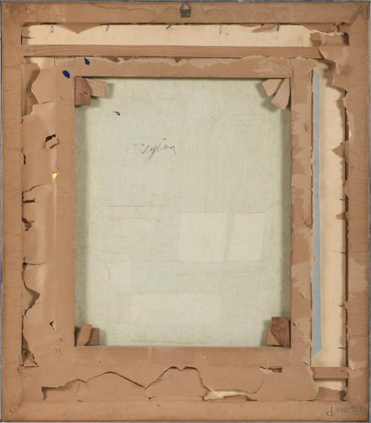 Senza Titolo, XX secolo, tecnica mista su tela, cm 55x46, entro cornice, (segni di battitura del ...