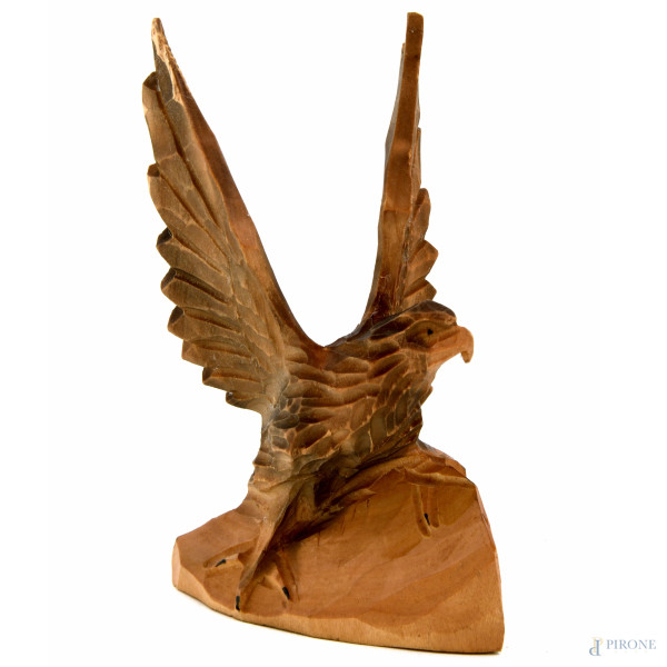 Lotto composto quattro sculture in legno raffiguranti animali, XX secolo, misura massima altezza ...