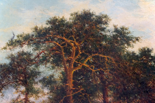 Vittorio Avondo (1836-1910) attr.a, Paesaggio con figure, olio su tela, cm 61x92, entro cornice.