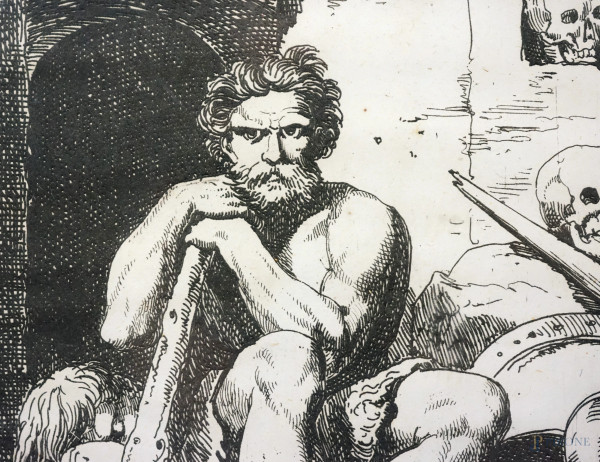 Lotto di due stampe da Bartolomeo Pinelli, cm 37,5x29, entro cornici, (difetti, macchie)