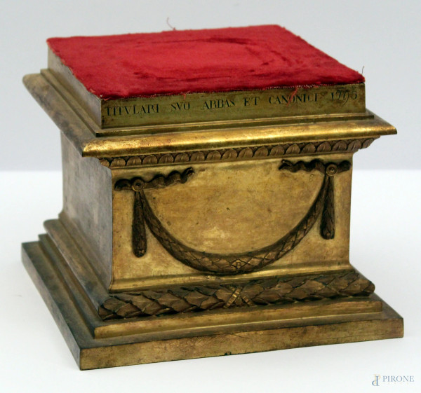 Base in bronzo, Periodo Luigi XVI, h. 18 cm
