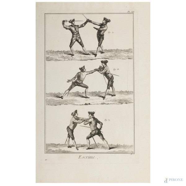 A J De Fehrt (1723 ca.-1774) e Benoit-Louis Prevost (c.1735-1804) Lotto di tre incisioni ad acqua...