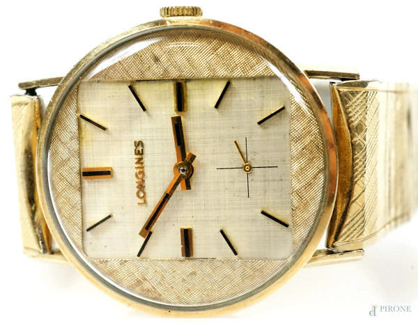 Longines, orologio da polso unisex, Anni '60, quadrante circolare 10 k goldfilled, cinturino in a...