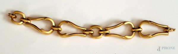 Bracciale in oro 18 kt a forma di maglia, gr. 46.