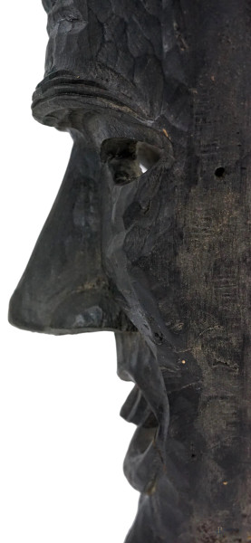 Maschera in legno intagliato, cm 40x21x10,5, arte africana, XX secolo, (difetti).