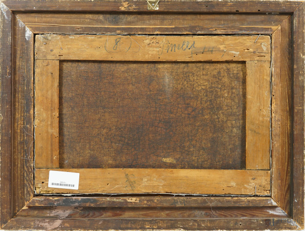 La morte di Camilla, XIX secolo, olio su tela, cm 30x45, entro cornice, (difetti)