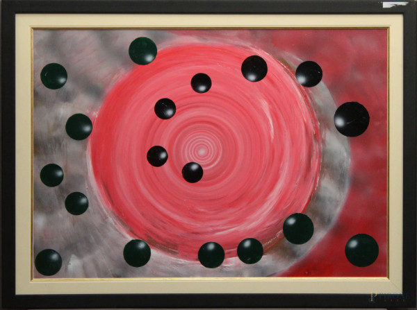 Renato Chiesa - Astratto, acrilico su masonite, 80x55 cm, entro cornice