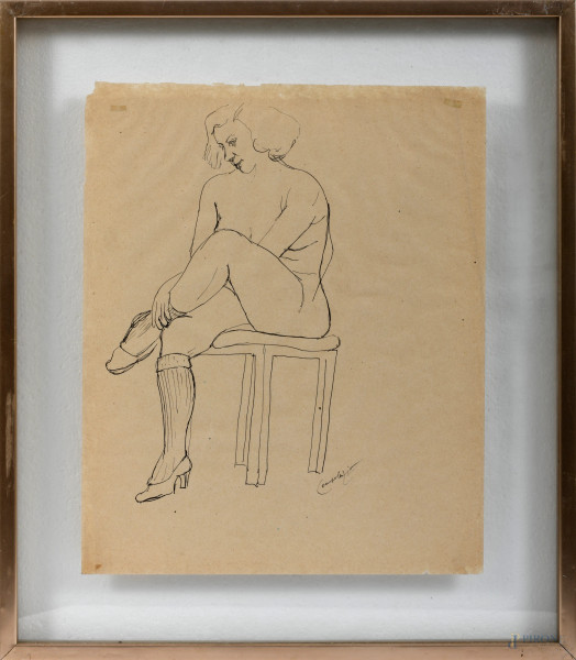 Lotto di quattro chine su carta di Giovanni Consolazione (1908-1964) recanti al retro dichiarazio...