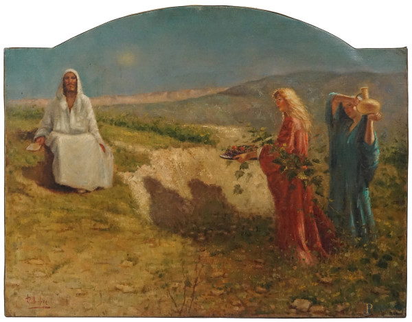 Copia da Domenico Morelli ( Napoli 1823-1901), Cristo nel deserto, olio su tela, cm 92,5x121,5.