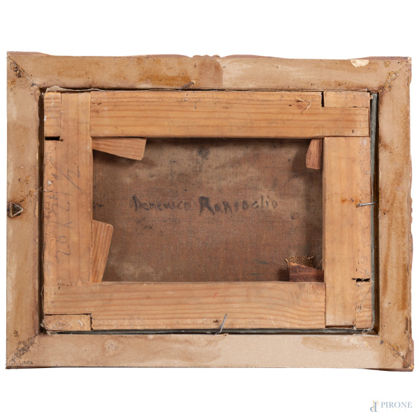 Paesaggio con case, XX secolo, olio su tela, cm 20x27,5, firmato, entro cornice,