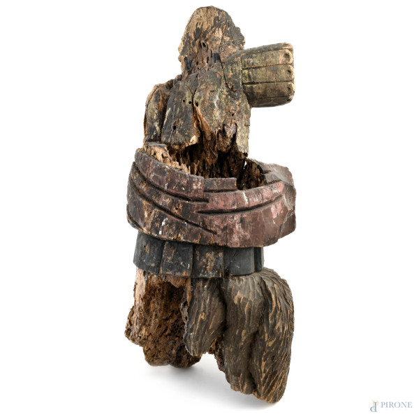 Arcangelo Michele, XIX secolo, scultura in legno policromo, altezza cm 84, (segni di usura, rottu...