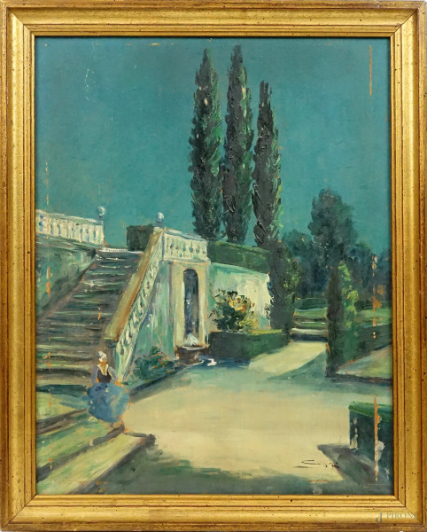 Villa Gavotti - Albisola, olio su compensato, cm 40x30,5, firmato, entro cornice, (difetti)