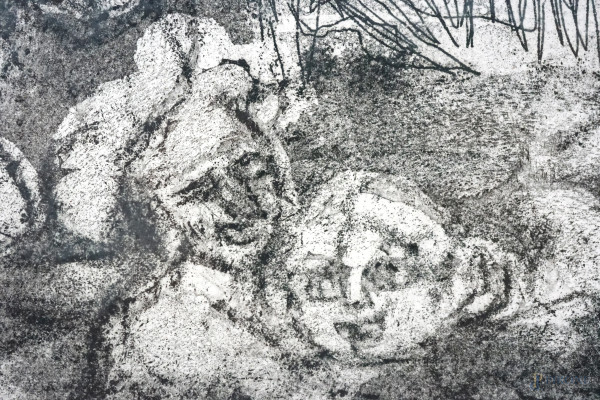 Senza titolo, litografia, firmata in basso a destra, esemplare n. 4/10, cm 52,5x42 circa, entro c...