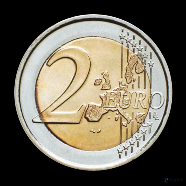 Moneta da due euro emessa nel 2020 in occasione dell’Ottantesimo Anniversario del Corpo Nazionale dei Vigili del Fuoco, moneta di interesse numismatico rara prodotta in serie limitata, in eccellenti condizioni di conservazione