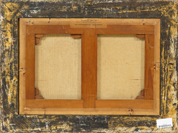 Paesaggio con figure, fine XVIII secolo, olio su tela, cm 35x51,3, entro cornice