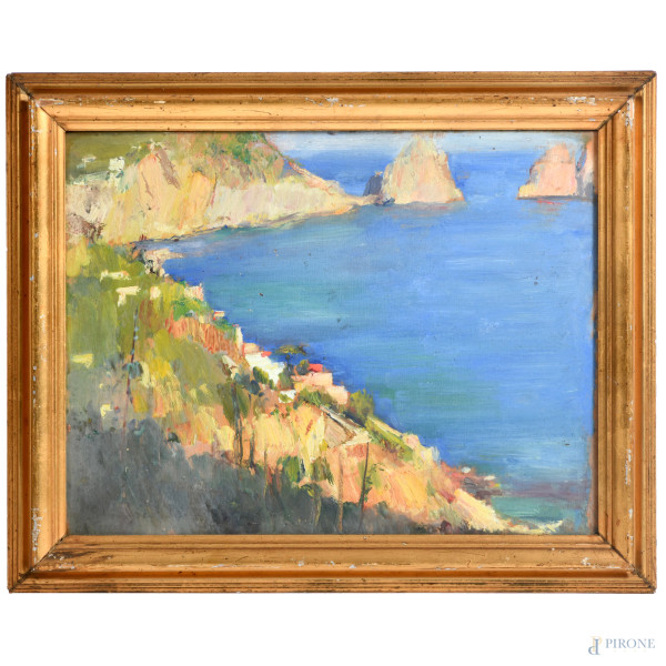 LUIGI CRISCONIO (attr.) Capri, olio su compensato, cm 30x41