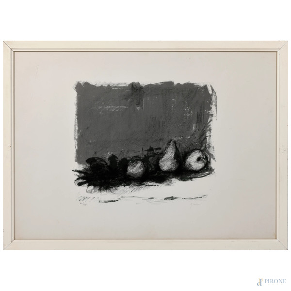 Giuseppe Ajmone (1923-2005), Natura Morta, litografia, es. 60/75, cm 50x70, firmato in basso a destra, entro cornice