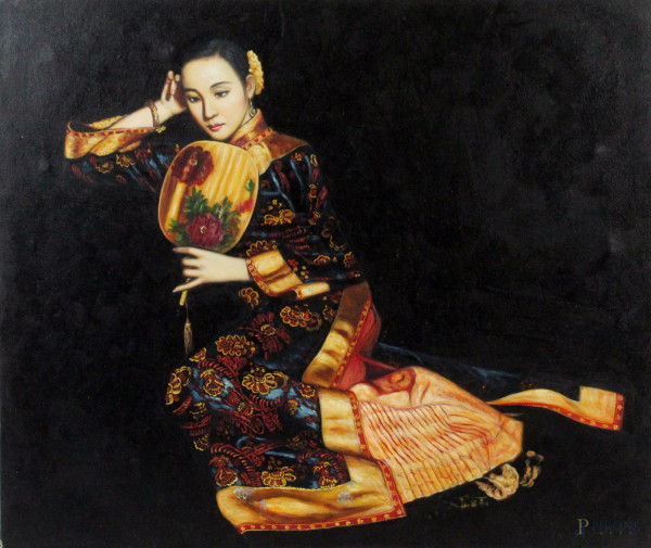 Poppy,  omaggio a Chen Yifei (1946-2005), olio su tela, cm. 50x60