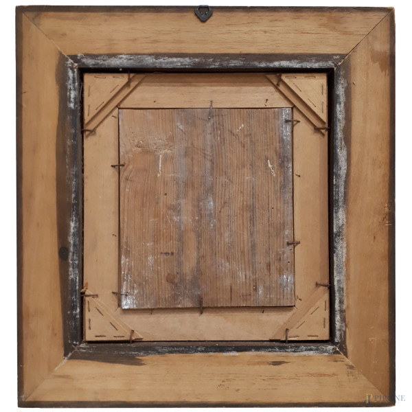 Manlio Tancredi (XX sec.), Potenza italiana, aeropittura ad olio su tavola, cm 23x20, firmato in ...