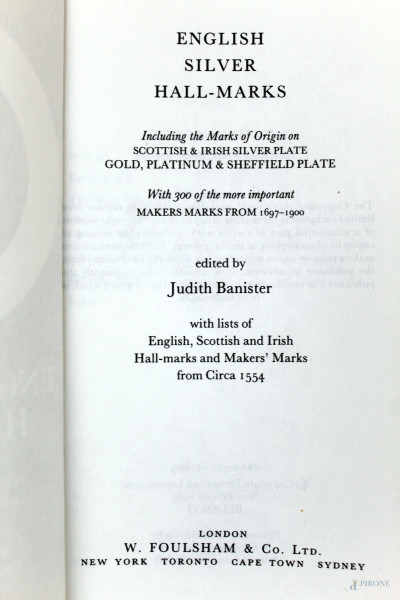 Lotto di dieci volumi English Silver Hallmarks di Judith Banister, W. Foulsham and Co. Ltd., 1983