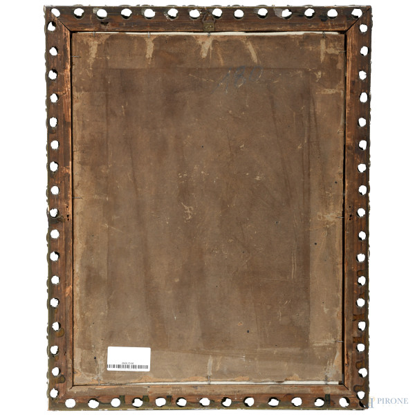 Scorcio di paese, XX secolo, acquerello su carta, cm 45,5x34 compreso passepartout, firmato in ba...