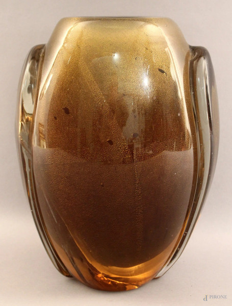 Vaso in vetro di Murano, altezza 25 cm,(difetti)