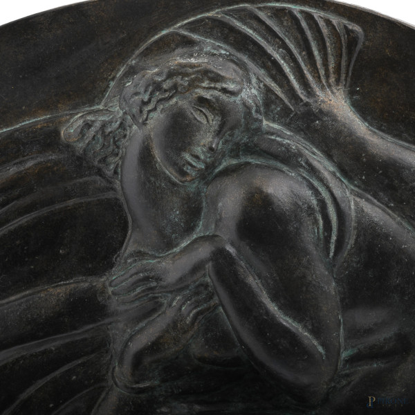 Silvio Canevari (Viterbo 1893 – Roma 1931), Galatea, placca tonda in gesso patinato bronzo, diame...