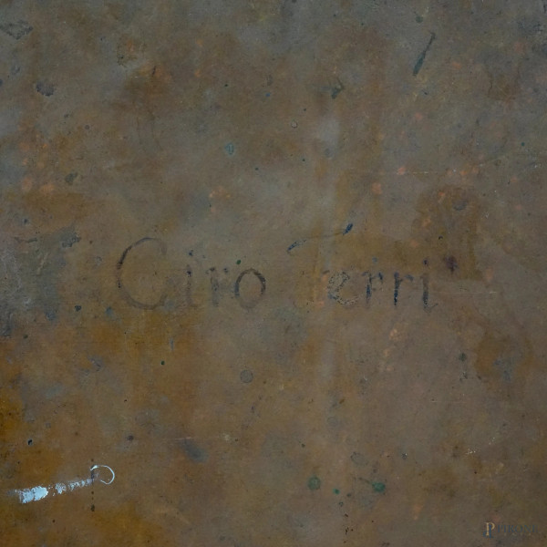 Ciro Ferri (1633-1689) attr. a, Madonna Montalto, olio su rame, cm 37x28, (difetti e restauri)