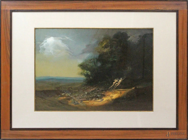 Riccardo Tommasi Ferroni - Apollo e Dafne, olio su rame, cm. 35x50, entro cornice