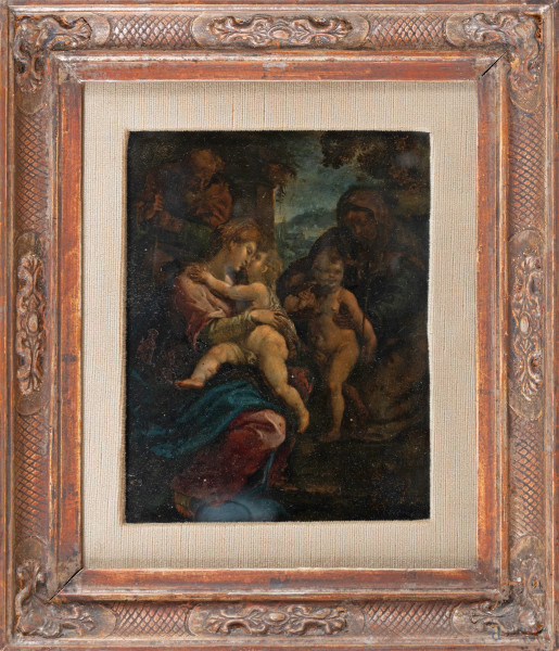 Natività, XVII-XVIII secolo,  olio su rame, cm 27x21, entro cornice, (segni di usura, abrasioni)