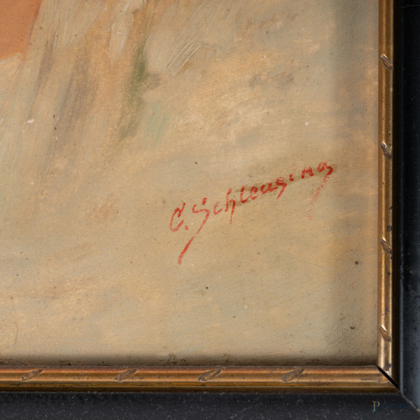 Carl Schleusing (1865-1953), Coppia di ritratti raffiguranti pescatore con pipa e giovane popolan...