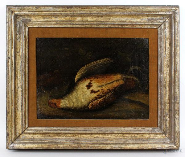 Pittore del XVIII secolo, Faggiano, olio tela, cm. 25,5x35, entro cornice.