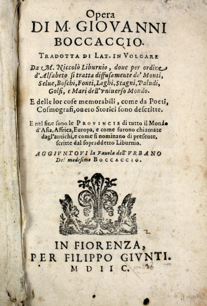 Opera di M. Giovanni Boccaccio, Fiorenza, 1598