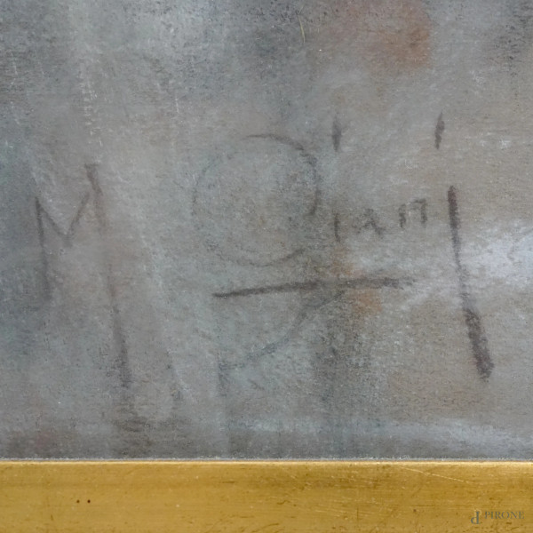 Nudo di donna di spalle, pastello su cartoncino, cm 61x42,5, firmato in basso a destra, entro cor...