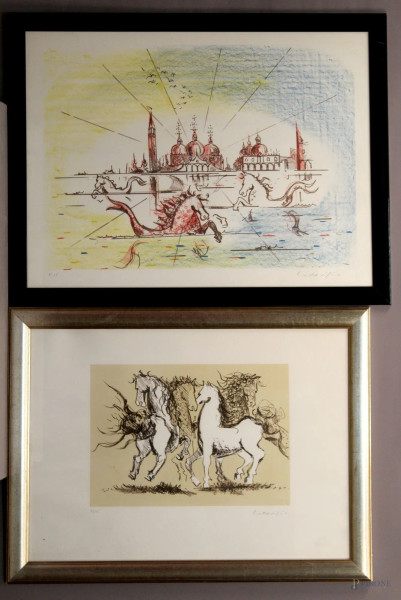 Cavalli, Lotto di due litografie , 50x70 cm