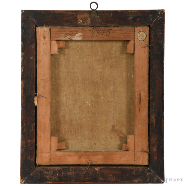 Ritratto virile, olio su tela, cm 29,5x24 entro cornice, XVIII-XIX secolo