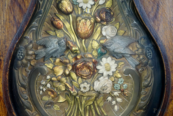 Orologio a pendolo, Francia, seconda metà del XIX secolo, cassa in legno, quadrante in metallo sb...