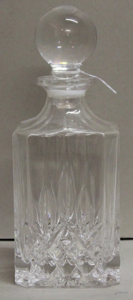 Bottiglia da liquore in cristallo controtagliato, h. 22 cm. in vetro molato