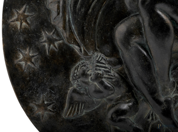 Silvio Canevari (Viterbo 1893 – Roma 1931), Galatea, placca tonda in gesso patinato bronzo, diame...